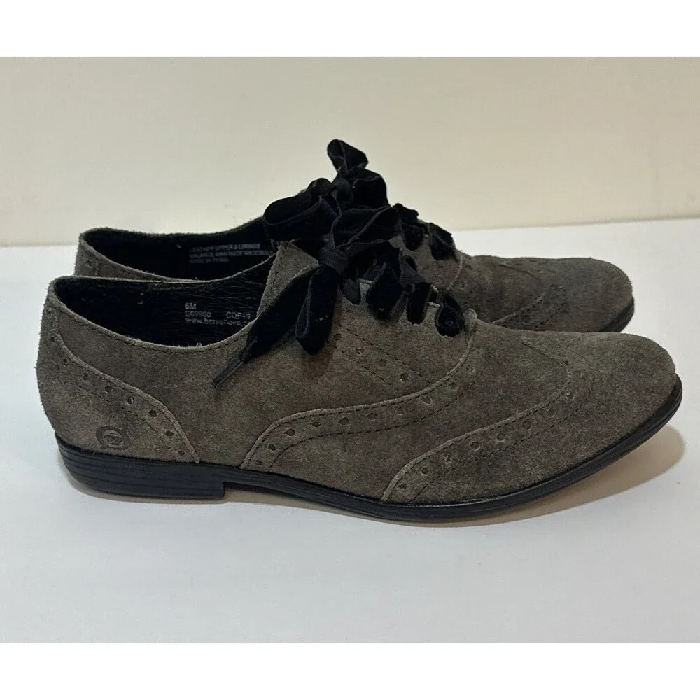 Born Women’s Suede US Size 6M Kika Gray Wingtip Oxford